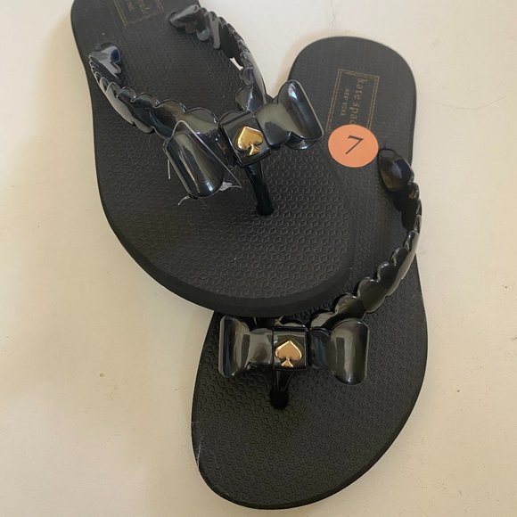 kate spade black bow flip flops